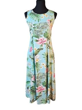 Paradise Bay Hawaiian Tropical Floral Maxi Dress Small Made in Hawaii Rayon
